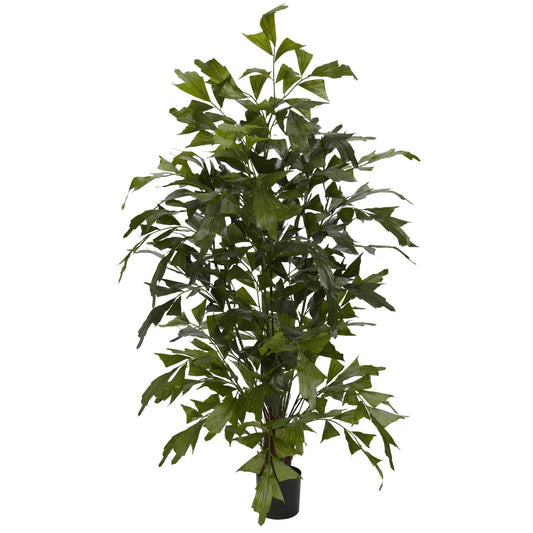 4.5' Fishtail Palm Silk Tree, artificial palm with lush green leaves by Nearly Natural on Tampa Home & Garden Store