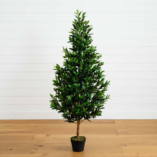 4.5’ Olive Cone Topiary Artificial Tree UV Resistant (Indoor/Outdoor) - Tampa Home & Garden Store