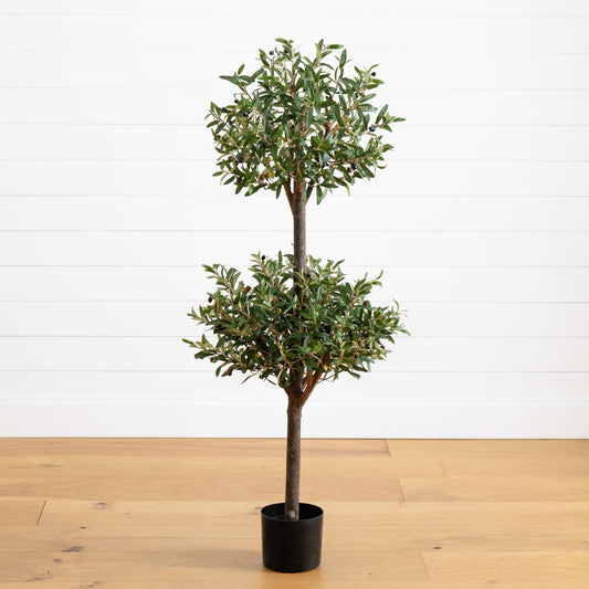 4.5' Olive Double Topiary Silk Tree - Tampa Home & Garden Store