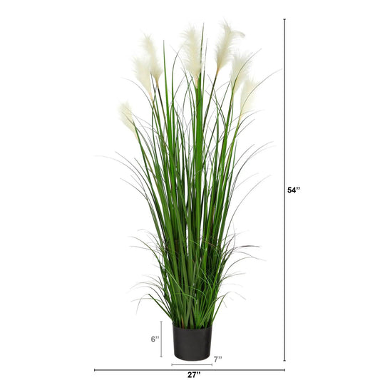 Artificial Plum Grass Plant with Creamy Plumes by Nearly Natural in a black pot 54in tall on Tampa Home & Garden Store