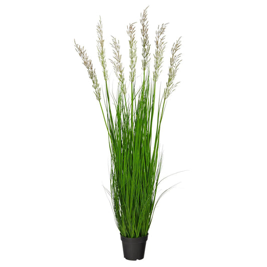 Plum Grass artificial plant by Nearly Natural in a black planter with warm plume heads 4.5 ft tall on Tampa Home & Garden Store