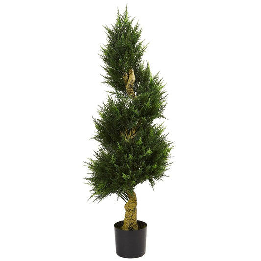 4.5 ft spiral cypress artificial tree by Nearly Natural UV resistant indoor outdoor on Tampa Home & Garden Store