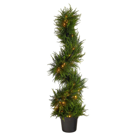 45” Spiral Cypress Artificial Tree with 80 Clear LED Lights UV Resistant (Indoor/Outdoor) - Tampa Home & Garden Store