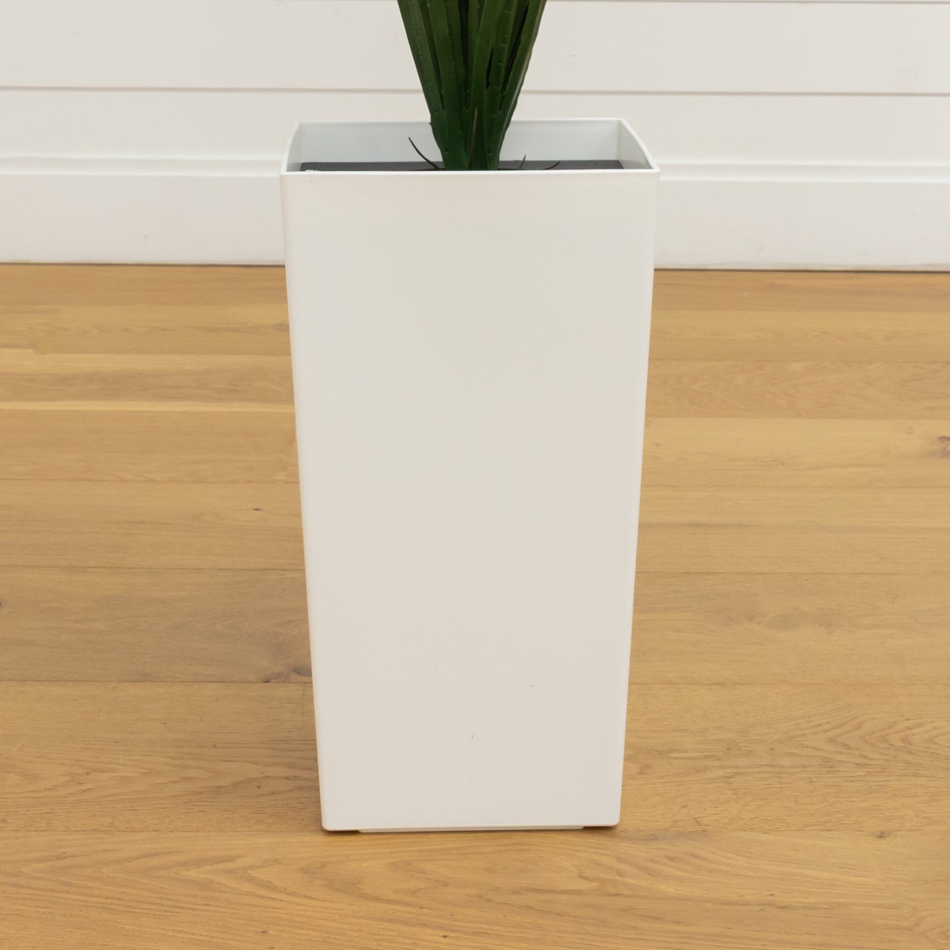 Artificial grass plant in white tower planter, green, UV resistant indoor/outdoor on Tampa Home & Garden Store