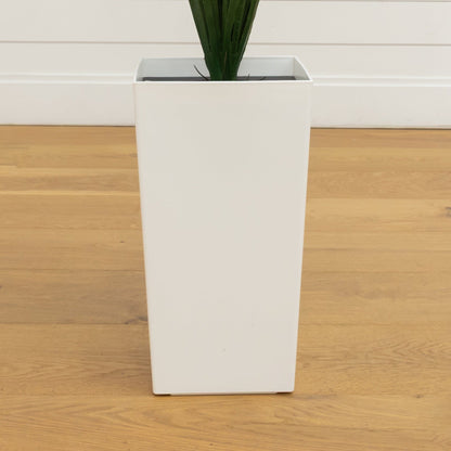 Artificial grass plant in white tower planter, green, UV resistant indoor/outdoor on Tampa Home & Garden Store