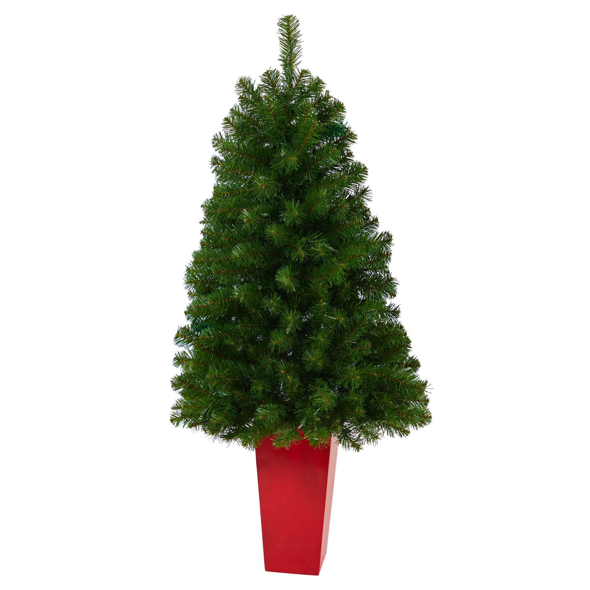 4.5 ft Virginia Fir artificial Christmas tree with bendable branches in a red planter on Tampa Home & Garden Store