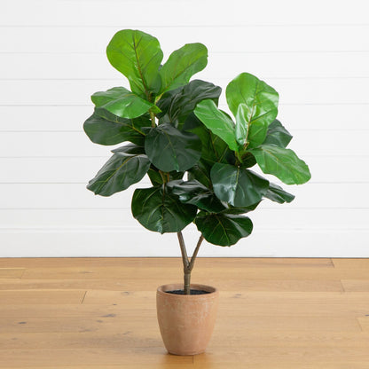 Nearly Natural 45in artificial fiddle leaf fig in decorative planter with large green leaves on Tampa Home & Garden Store