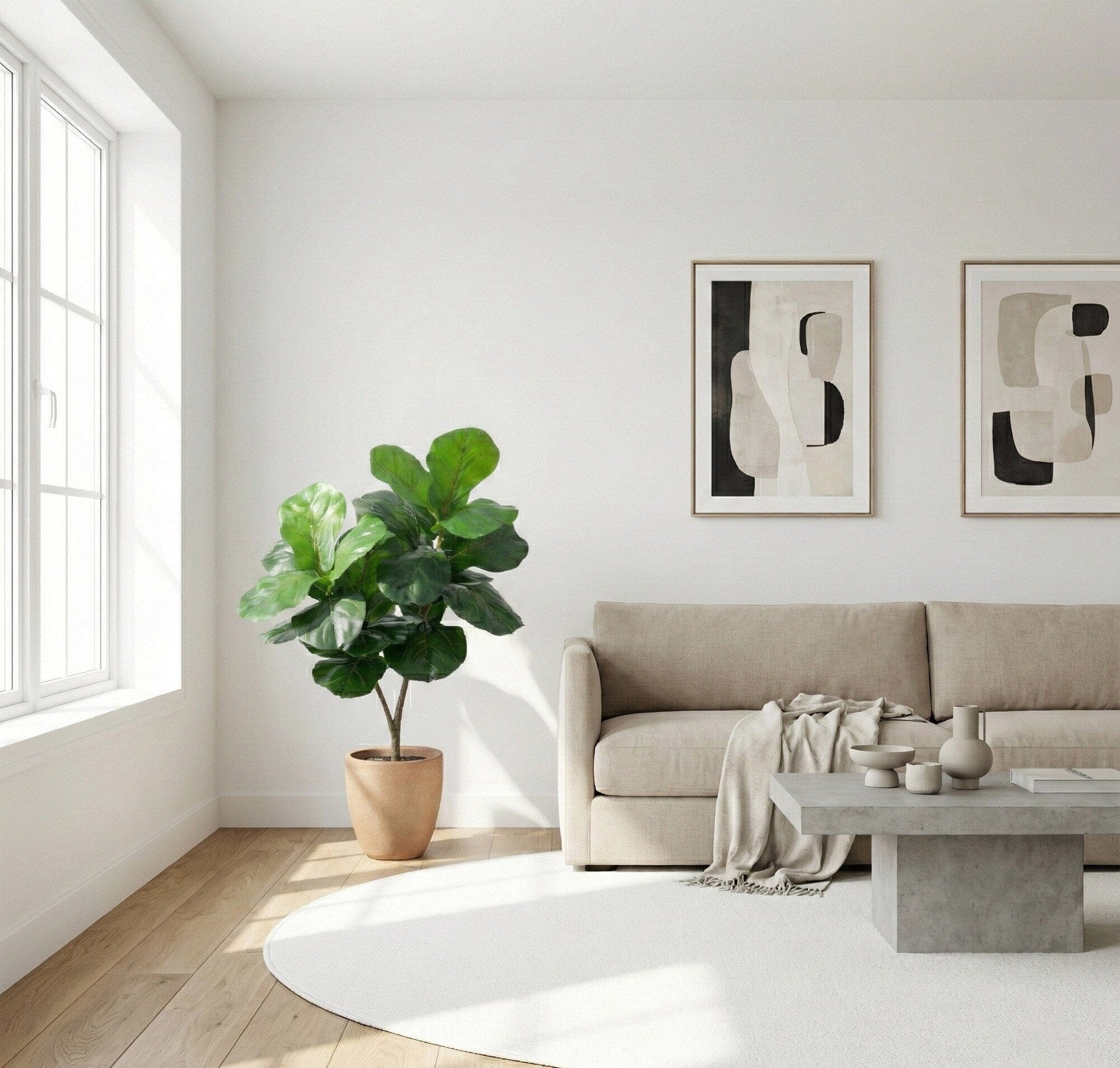 45-inch artificial giant leaf fiddle leaf fig tree in decorative planter by Nearly Natural on Tampa Home & Garden Store