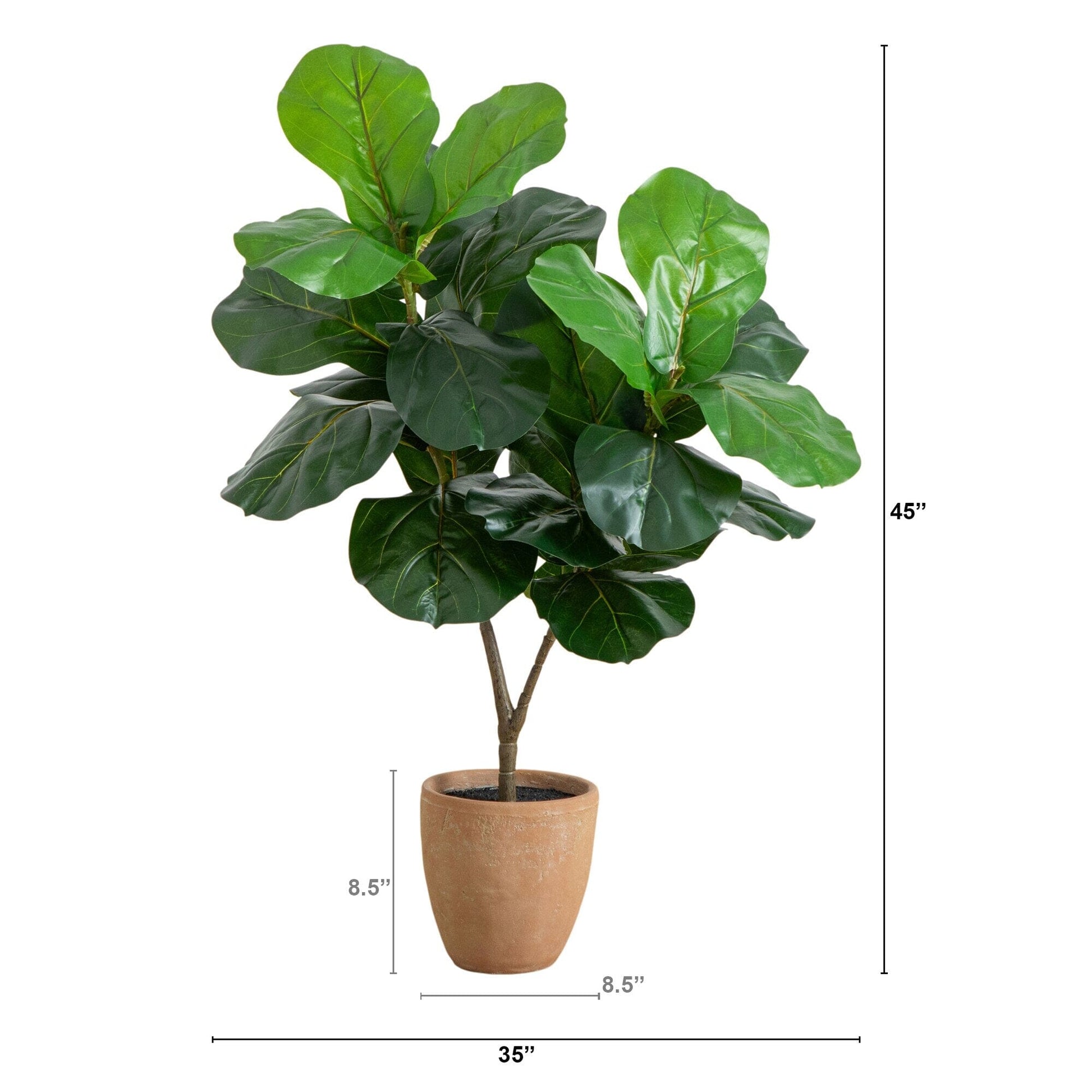 45in artificial fiddle leaf fig tree in terracotta planter with glossy leaves Nearly Natural on Tampa Home & Garden Store