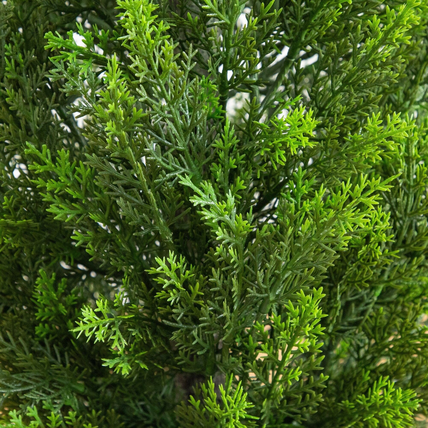 Artificial cedar tree by Nearly Natural, 45in UV resistant in a white tower planter on Tampa Home & Garden Store
