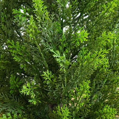 Artificial cedar tree by Nearly Natural, 45in UV resistant in a white tower planter on Tampa Home & Garden Store