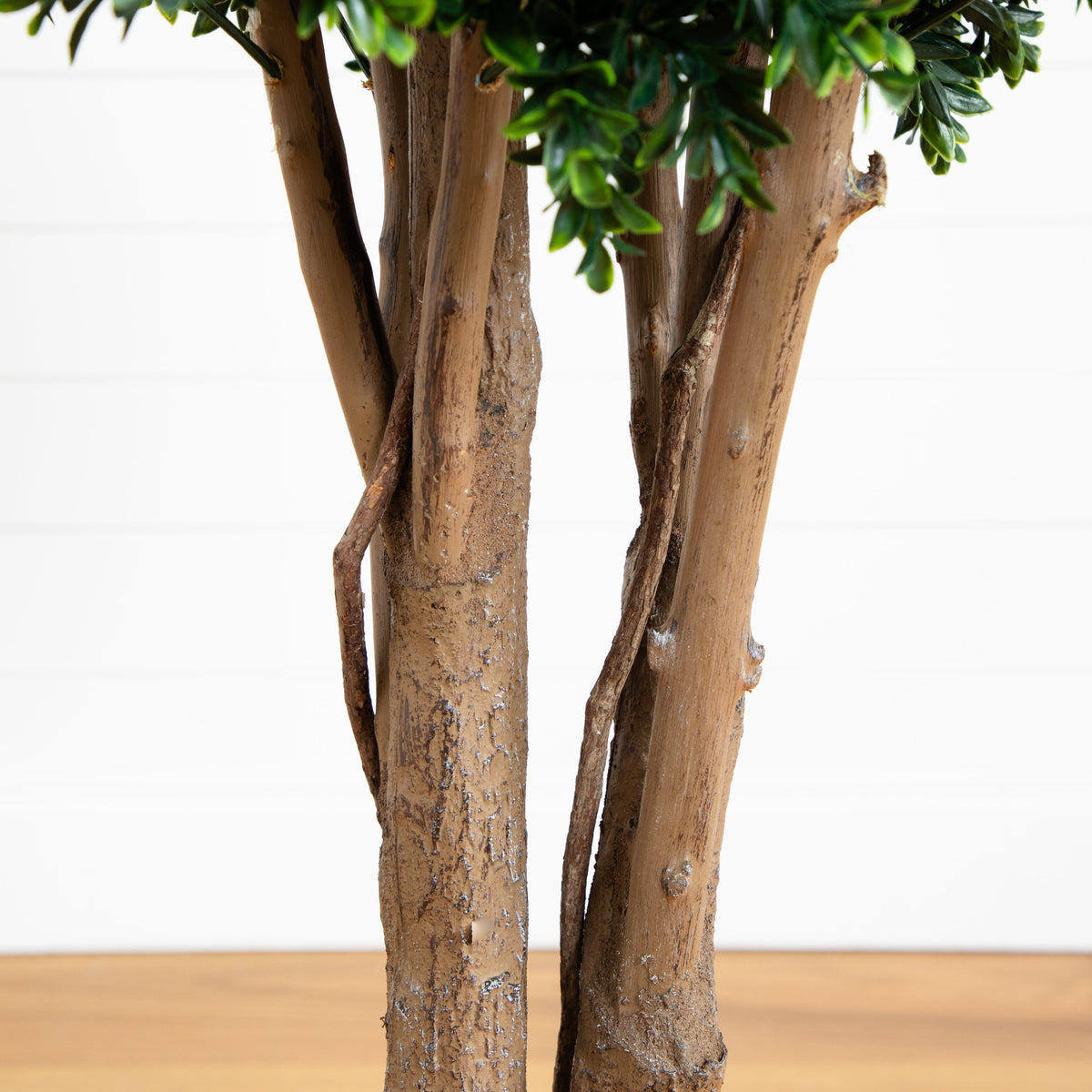 Nearly Natural 46in boxwood topiary tree with 4 trunks and green foliage UV resistant on Tampa Home & Garden Store