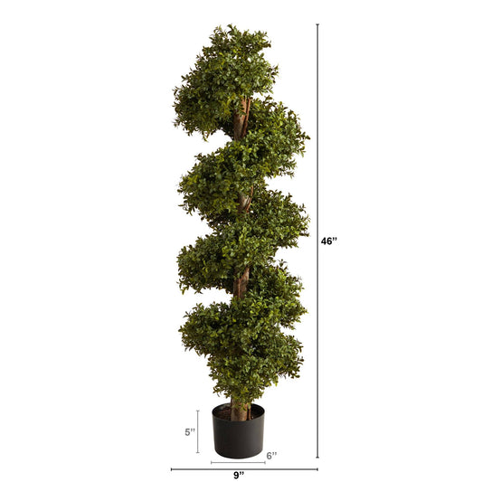 Boxwood Topiary Spiral artificial tree Nearly Natural in black pot for indoor outdoor use on Tampa Home & Garden Store