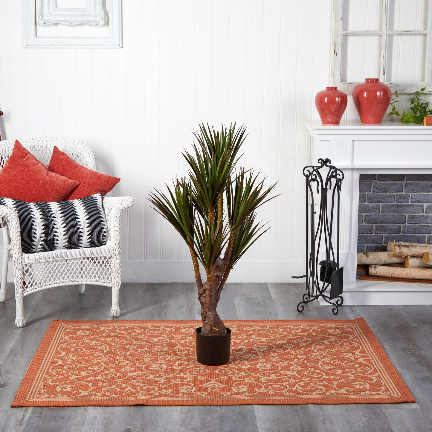 Árbol artificial de yuca de 117 cm resistente a los rayos UV (para interior y exterior)