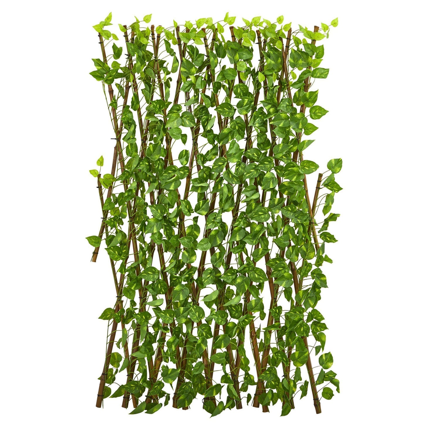 Pothos privacy trellis fence by Nearly Natural, 47in, vine-covered leaves with brown stakes on Tampa Home & Garden Store