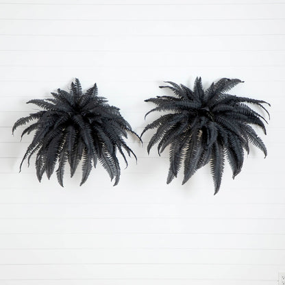 48in Artificial Halloween Black Boston Ferns by Nearly Natural, set of 2, black faux ferns on Tampa Home & Garden Store