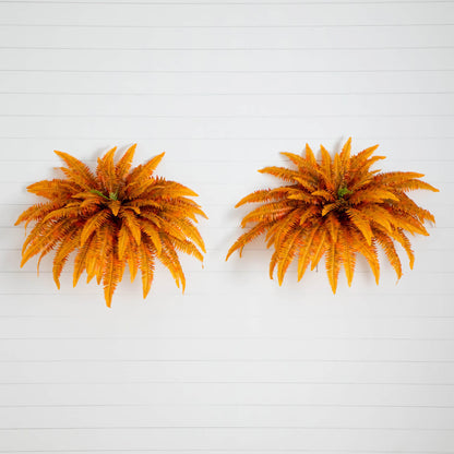 48in Autumn Boston Fern artificial plants set of 2 orange fronds Nearly Natural on Tampa Home & Garden Store