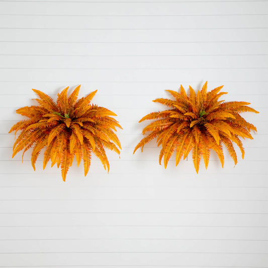 48in Autumn Boston Fern artificial plants set of 2 orange fronds Nearly Natural on Tampa Home & Garden Store