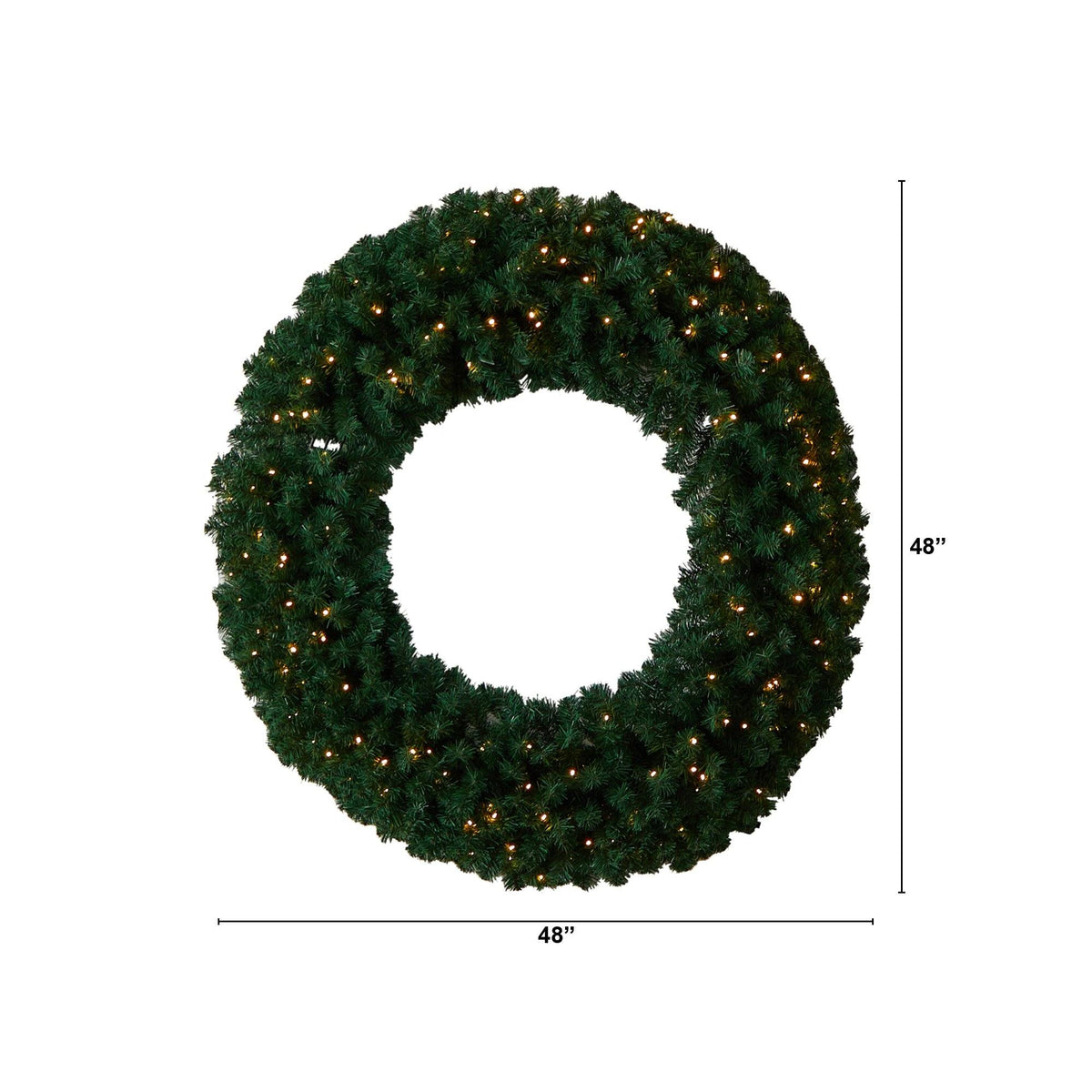 48-inch Christmas Wreath by Nearly Natural with 714 bendable branches and 200 LED lights on Tampa Home & Garden Store