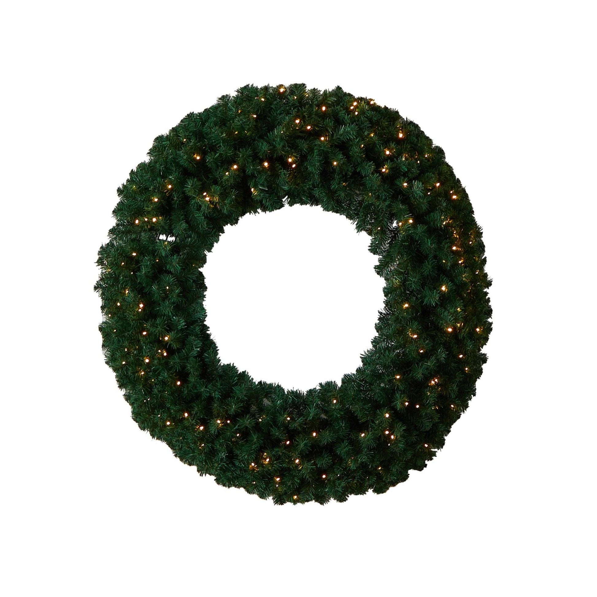 48-inch artificial Christmas wreath with 714 bendable branches and 200 warm-white LEDs on Tampa Home & Garden Store