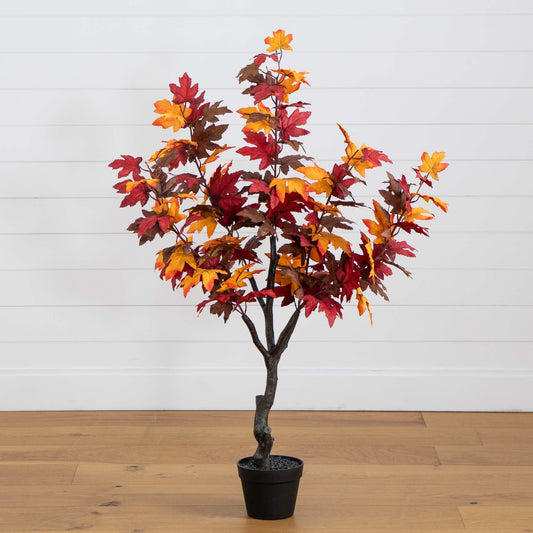 4ft. Autumn Smoky Maple Artificial Fall Tree - Tampa Home & Garden Store