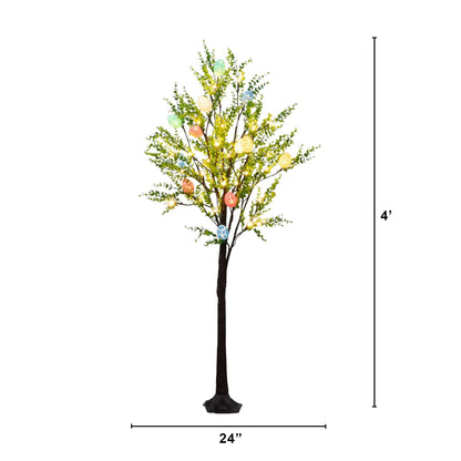 4 ft pre-lit Easter egg twig tree with greens and pastel eggs, 48 warm white LEDs Nearly Natural on Tampa Home & Garden Store