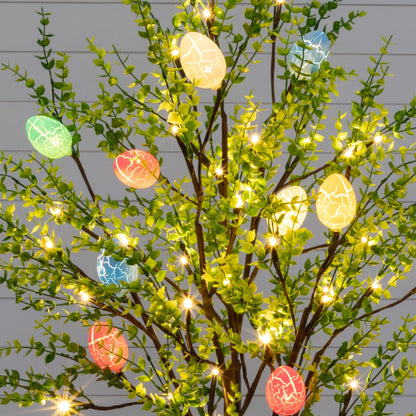 4 ft Nearly Natural pre-lit Easter egg twig tree with greens and pastel eggs 48 LEDs on Tampa Home & Garden Store