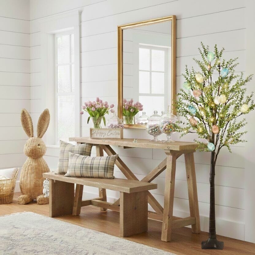 4' Pre-Lit Easter Egg Twig Tree with greens, pastel eggs and 48 warm white LEDs on Tampa Home & Garden Store