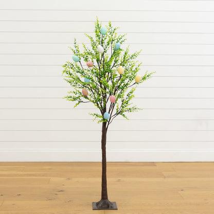 4ft Nearly Natural pre-lit Easter Egg Twig Tree with greens and pastel eggs, 48 LEDs on Tampa Home & Garden Store