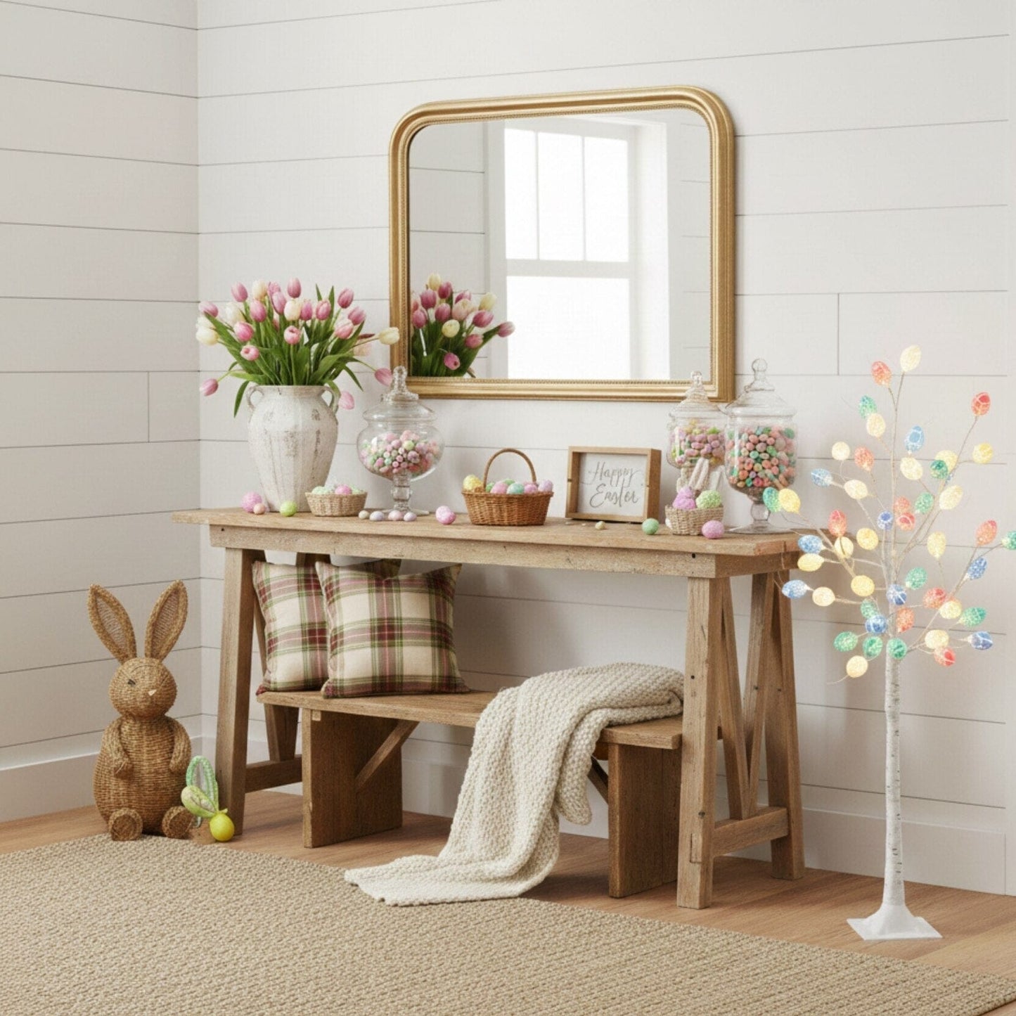 Nearly Natural 4' Pre-Lit Easter Twig Tree with 48 egg LED ornaments in pastel Easter decor on Tampa Home & Garden Store