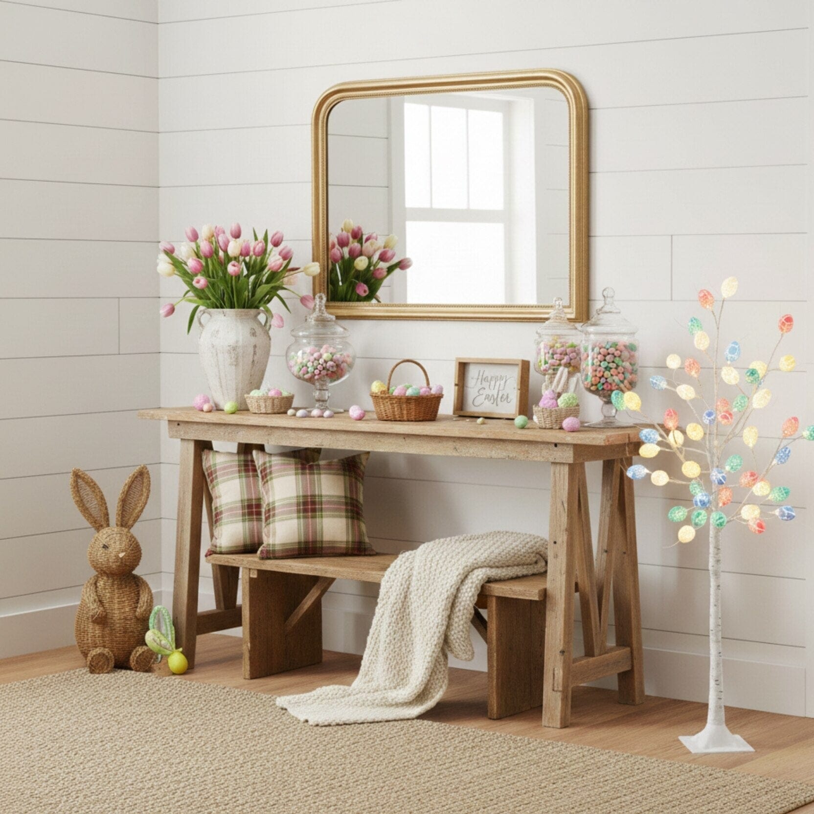 Nearly Natural 4' Pre-Lit Easter Twig Tree with 48 egg LED ornaments in pastel Easter decor on Tampa Home & Garden Store