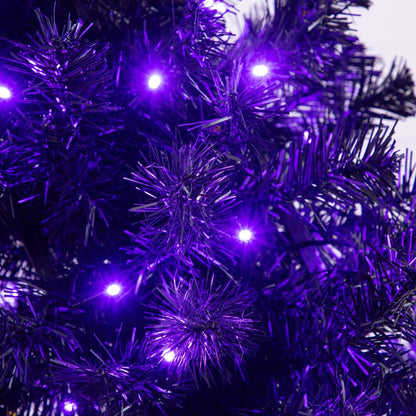 4 ft pre-lit Halloween tree with purple and orange LEDs and a black moon skull design on Tampa Home & Garden Store