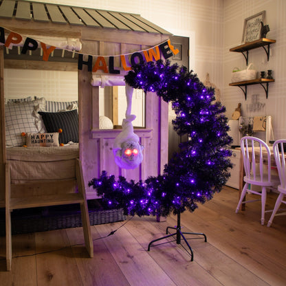4ft pre-lit artificial Halloween tree with moon skull accents and 250 orange/purple LEDs on Tampa Home & Garden Store
