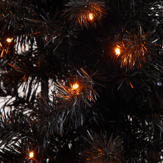 4' Pre-Lit Halloween Black Moon & Skull Tree with 250 orange LED lights on Tampa Home & Garden Store