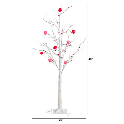 Nearly Natural 4 ft Pre-Lit Valentine's Twig Tree with 48 heart LED lights and red berries on Tampa Home & Garden Store