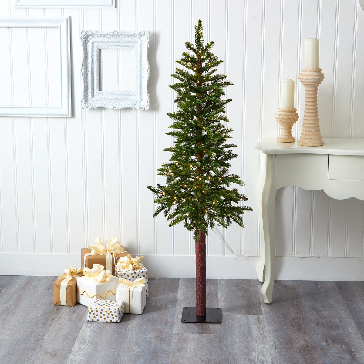 5 ft Nearly Natural Alaskan Alpine artificial Christmas tree with 100 clear microdot LED lights and 92 bendable branches on Tampa Home & Garden Store