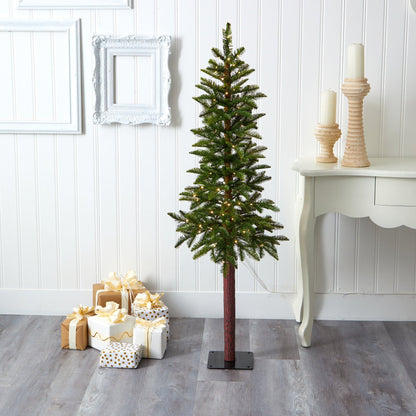 5 ft Nearly Natural Alaskan Alpine artificial Christmas tree with 100 clear microdot LED lights and 92 bendable branches on Tampa Home & Garden Store