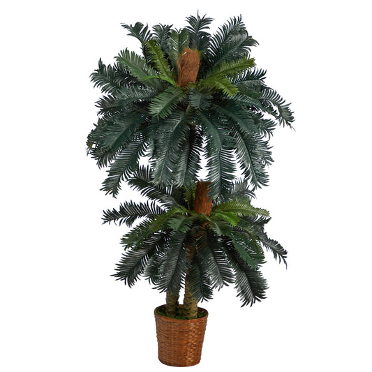 5’ and 3’ Double Sago Palm Artificial Tree with Basket - Tampa Home & Garden Store