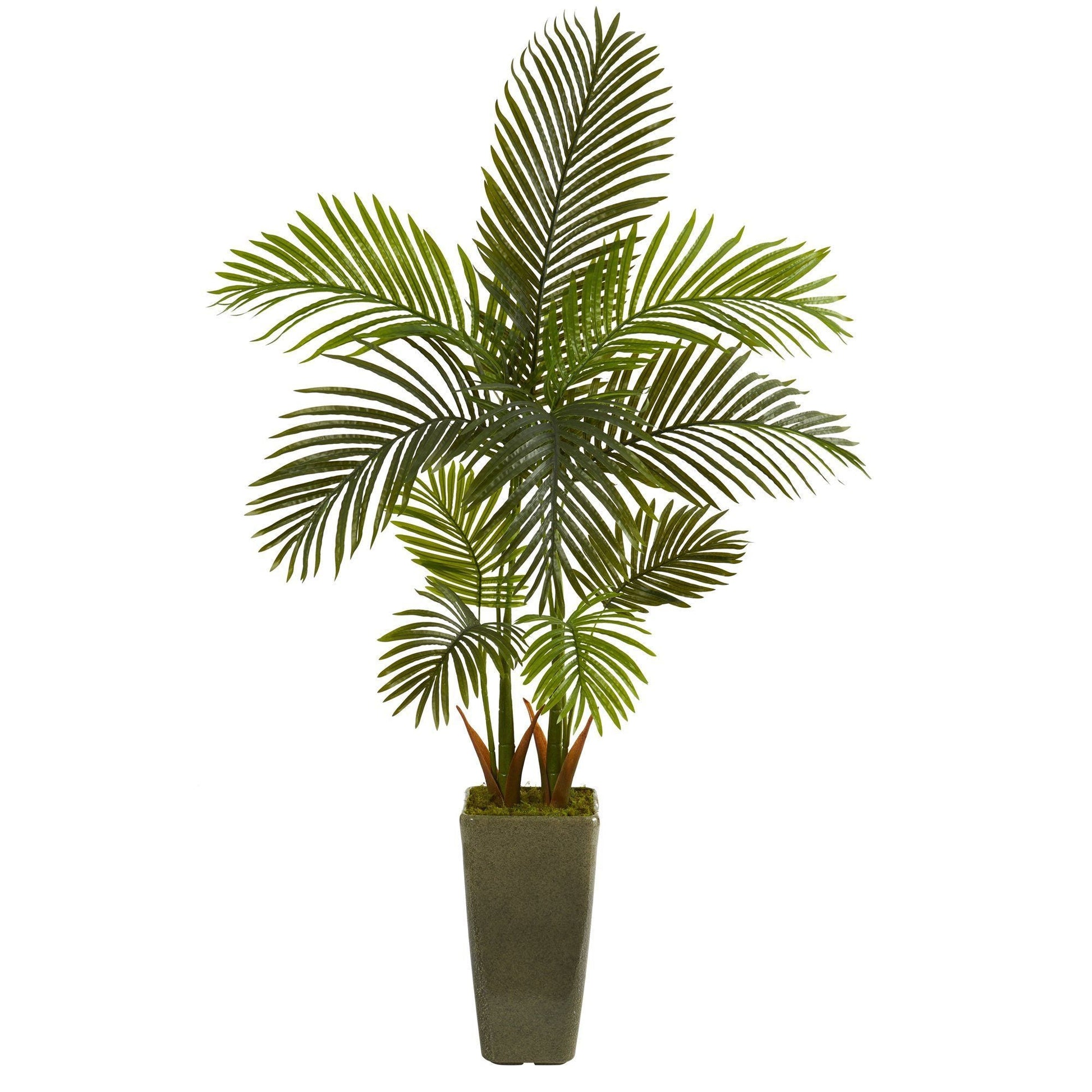 5 ft Areca Palm Artificial Tree in Green Planter with lush green fronds by Nearly Natural on Tampa Home & Garden Store