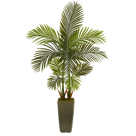 5 ft Areca Palm Artificial Tree in Green Planter with lush green fronds by Nearly Natural on Tampa Home & Garden Store