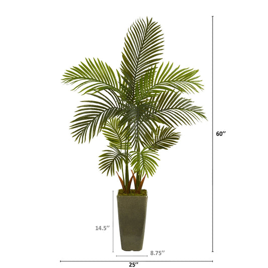 5 ft Areca Palm Artificial Tree in Green Planter by Nearly Natural on Tampa Home & Garden Store
