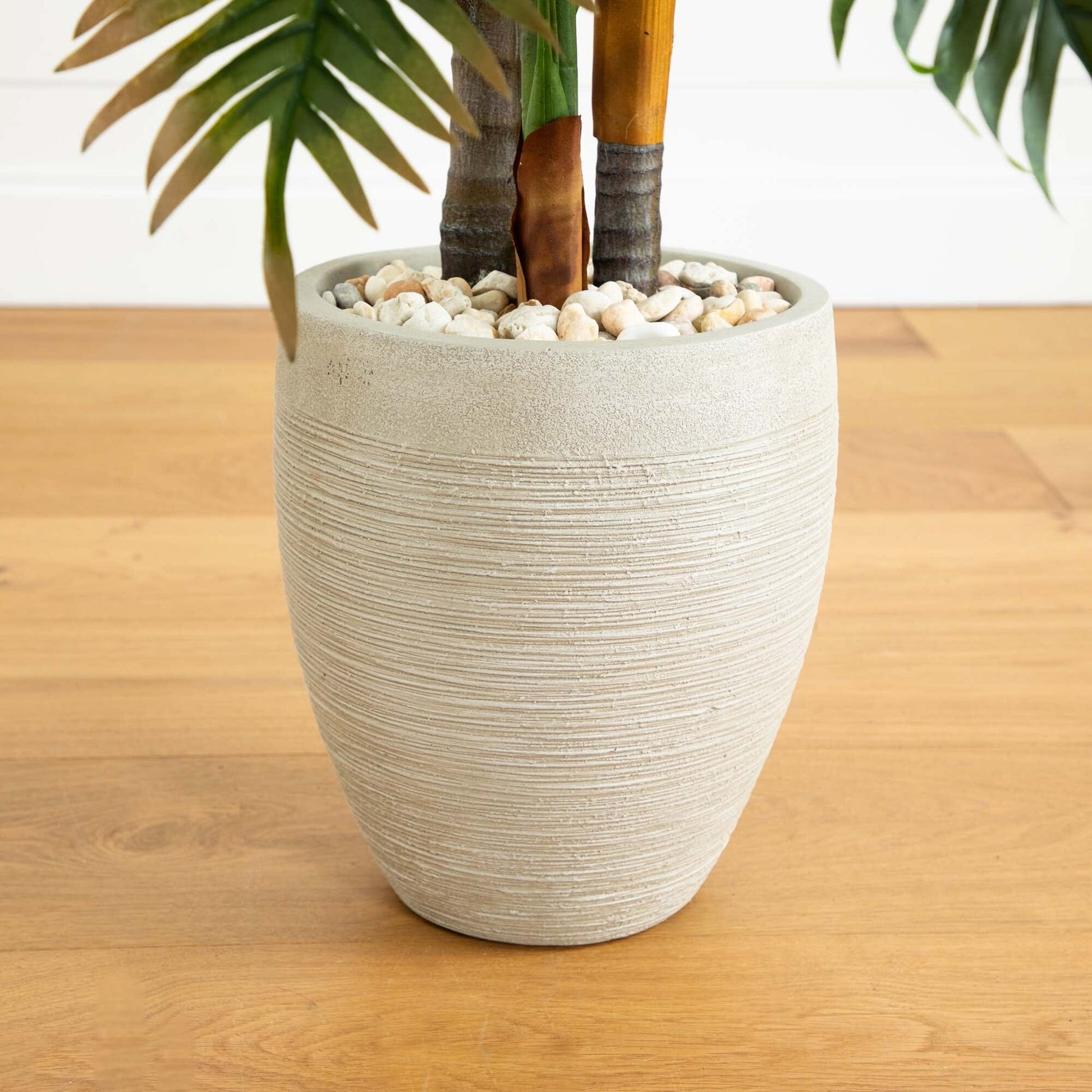 Areca Palm artificial tree in sand-colored planter with textured trunks Nearly Natural on Tampa Home & Garden Store