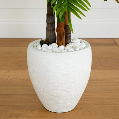 Areca Palm artificial tree in white planter with real-touch leaves, trunks Nearly Natural on Tampa Home & Garden Store