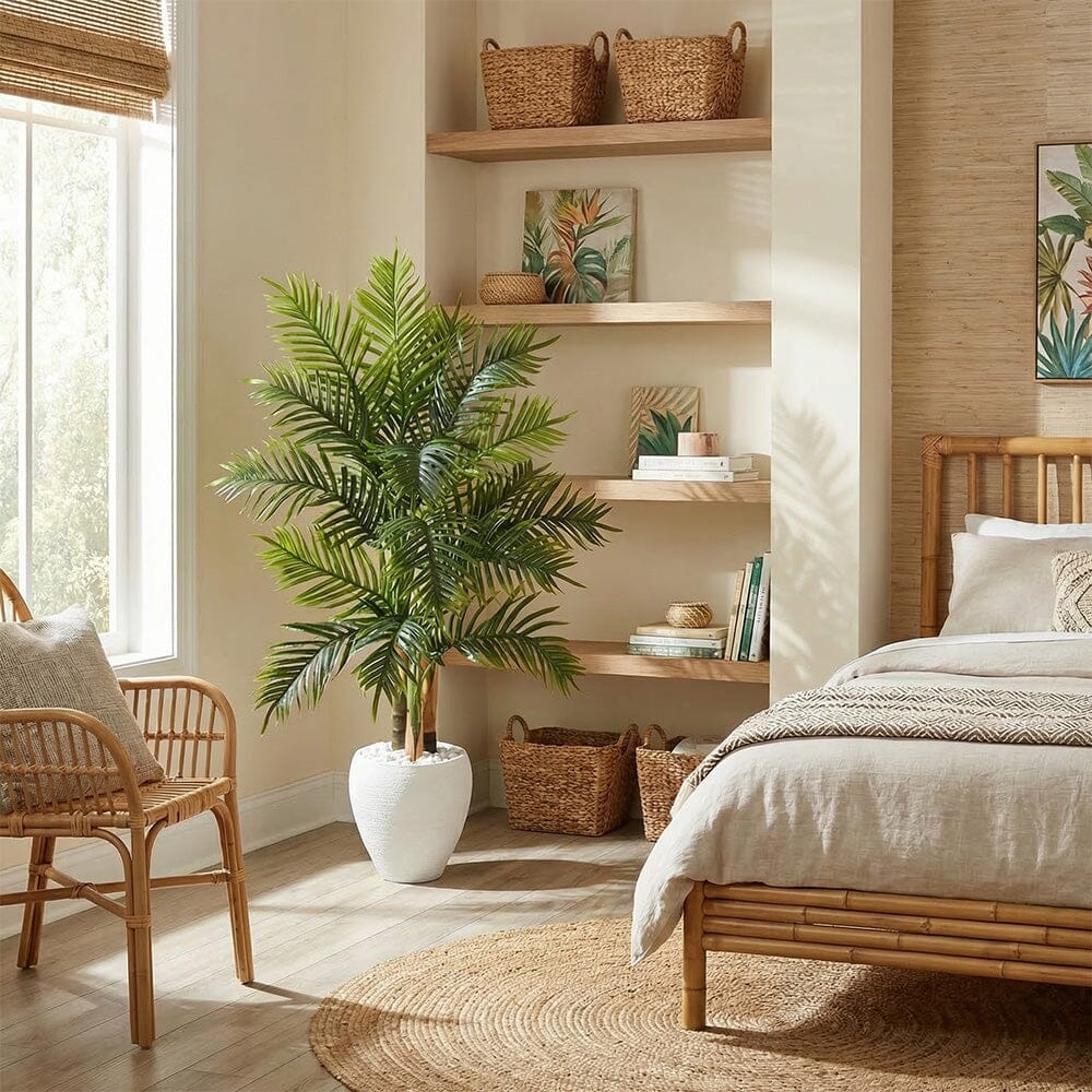 5-ft Areca Palm artificial tree in white planter Real Touch by Nearly Natural on Tampa Home & Garden Store