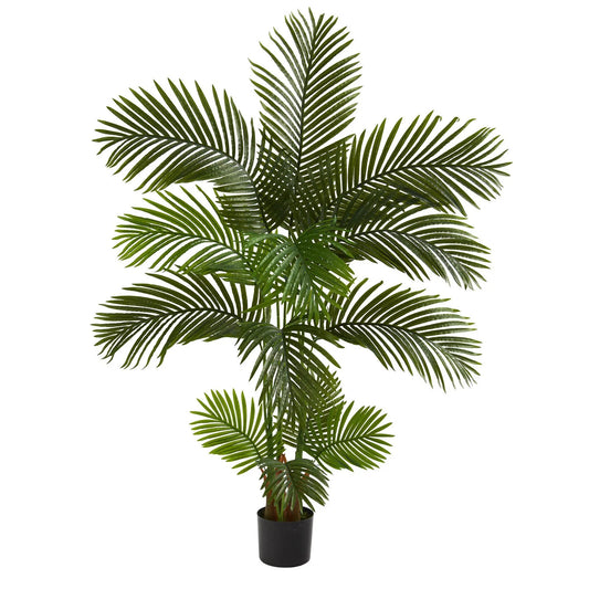 Areca Palm Artificial Tree five foot tall with lush green fronds in a black planter on Tampa Home & Garden Store