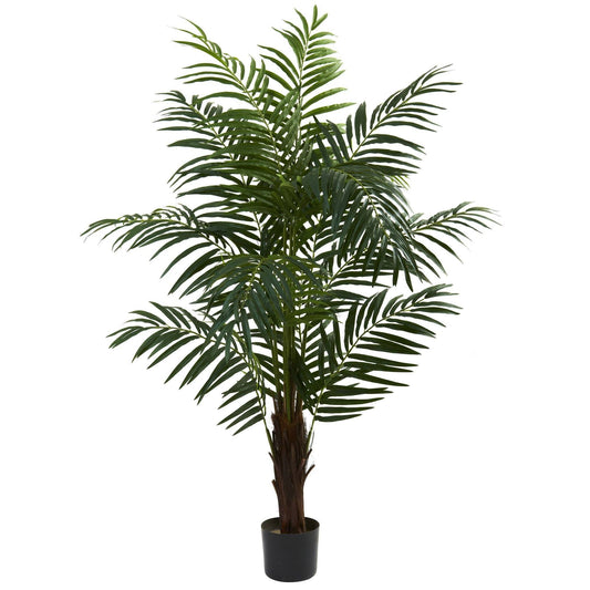 5' Areca Palm Tree, artificial palm with dark green fronds in a black planter on Tampa Home & Garden Store