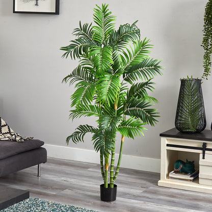 5' Areca Silk Tree artificial palm by Nearly Natural in a black pot on Tampa Home & Garden Store