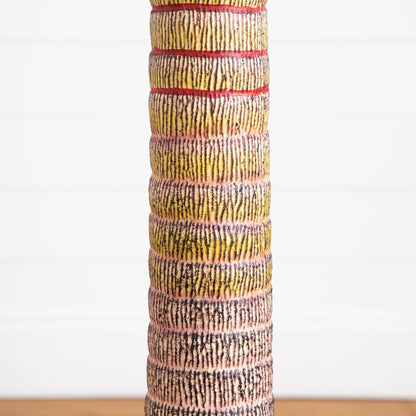 5’ Artificial Coconut Palm Tree trunk close-up with beige-brown rings and red bands Nearly Natural on Tampa Home & Garden Store