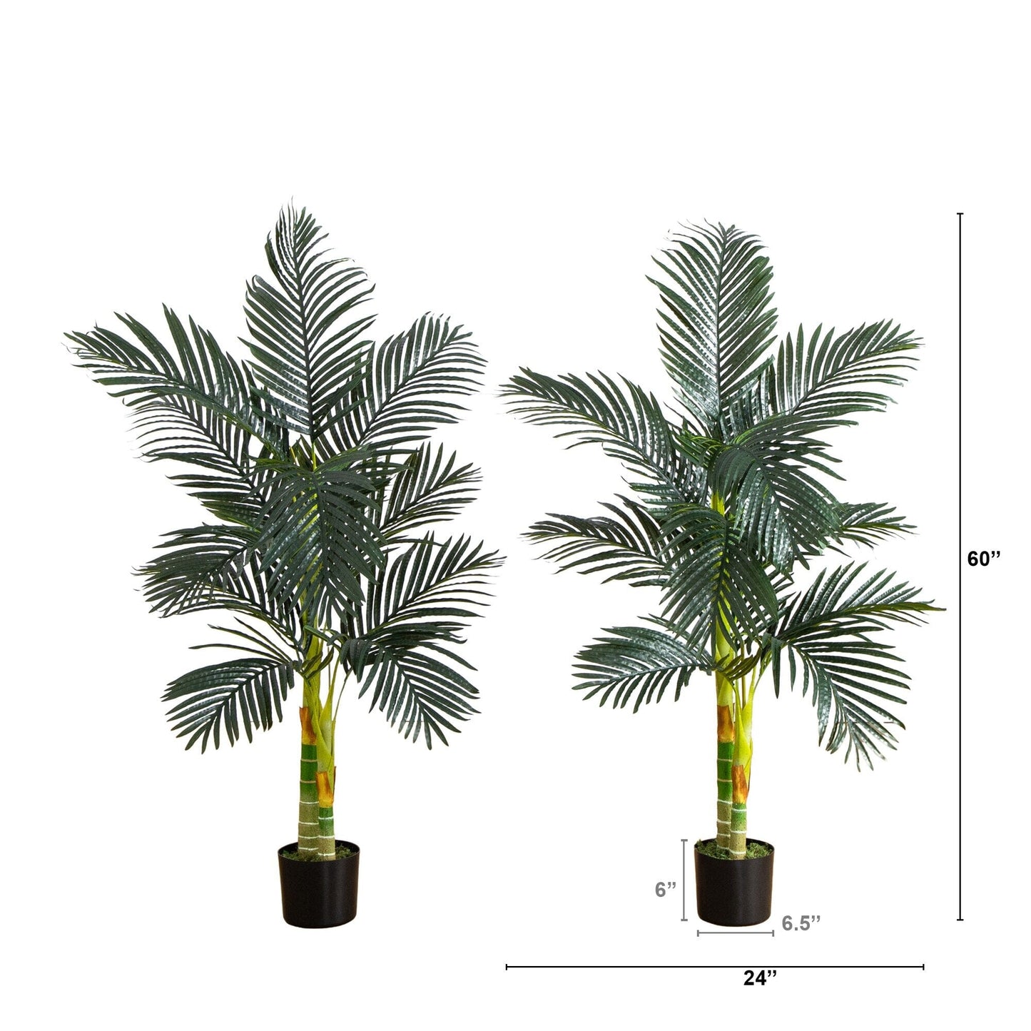 Palmera de caña dorada artificial de 1,5 m con doble tronco - Juego de 2