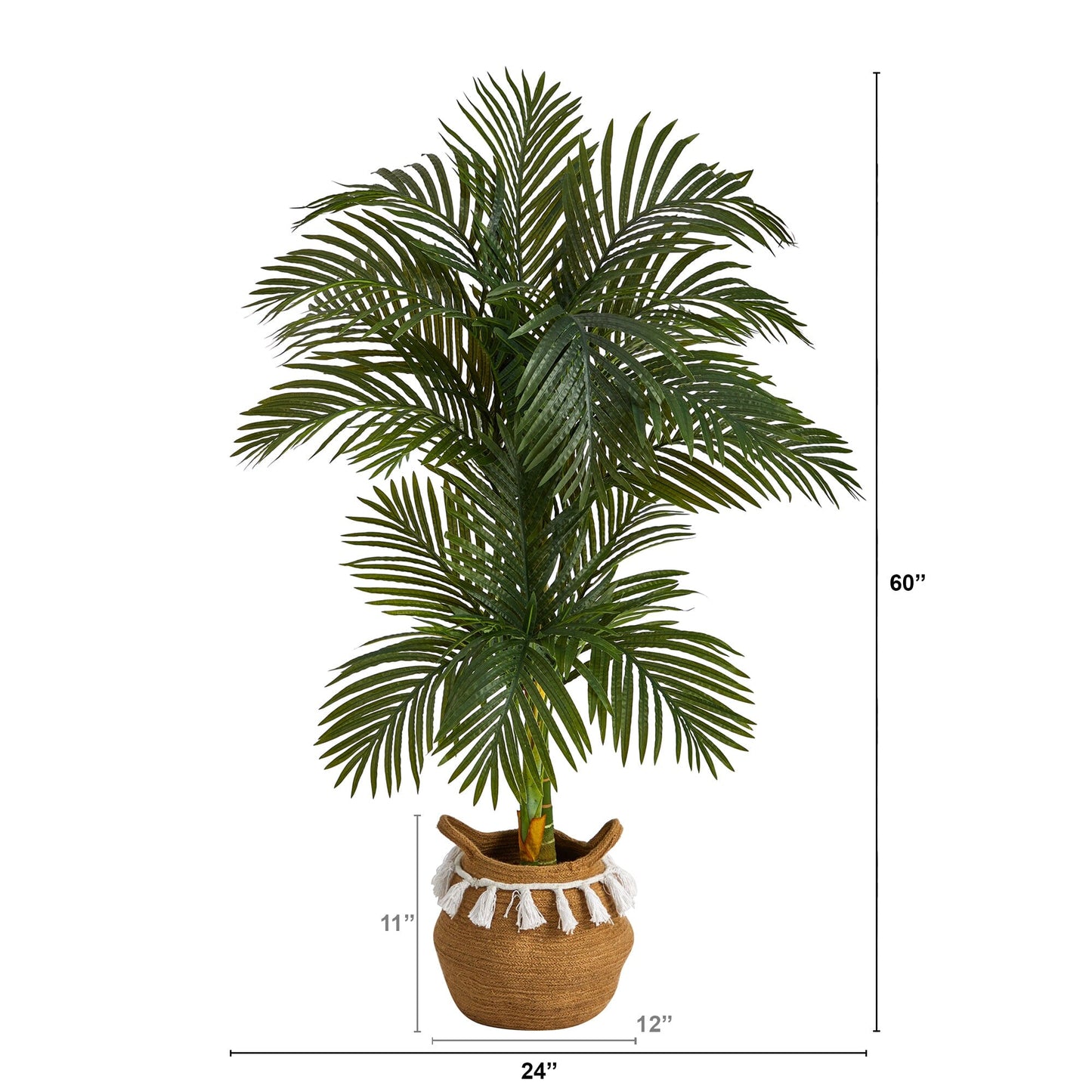 5 ft artificial double-stalk Golden Cane Palm Tree in handwoven cotton basket Nearly Natural on Tampa Home & Garden Store